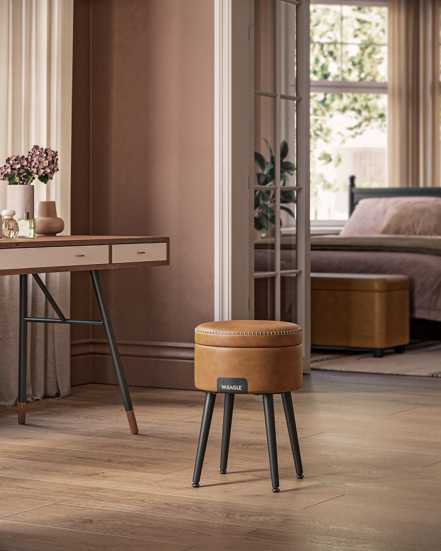 EKHO Collection - Storage Ottoman Vanity Stool