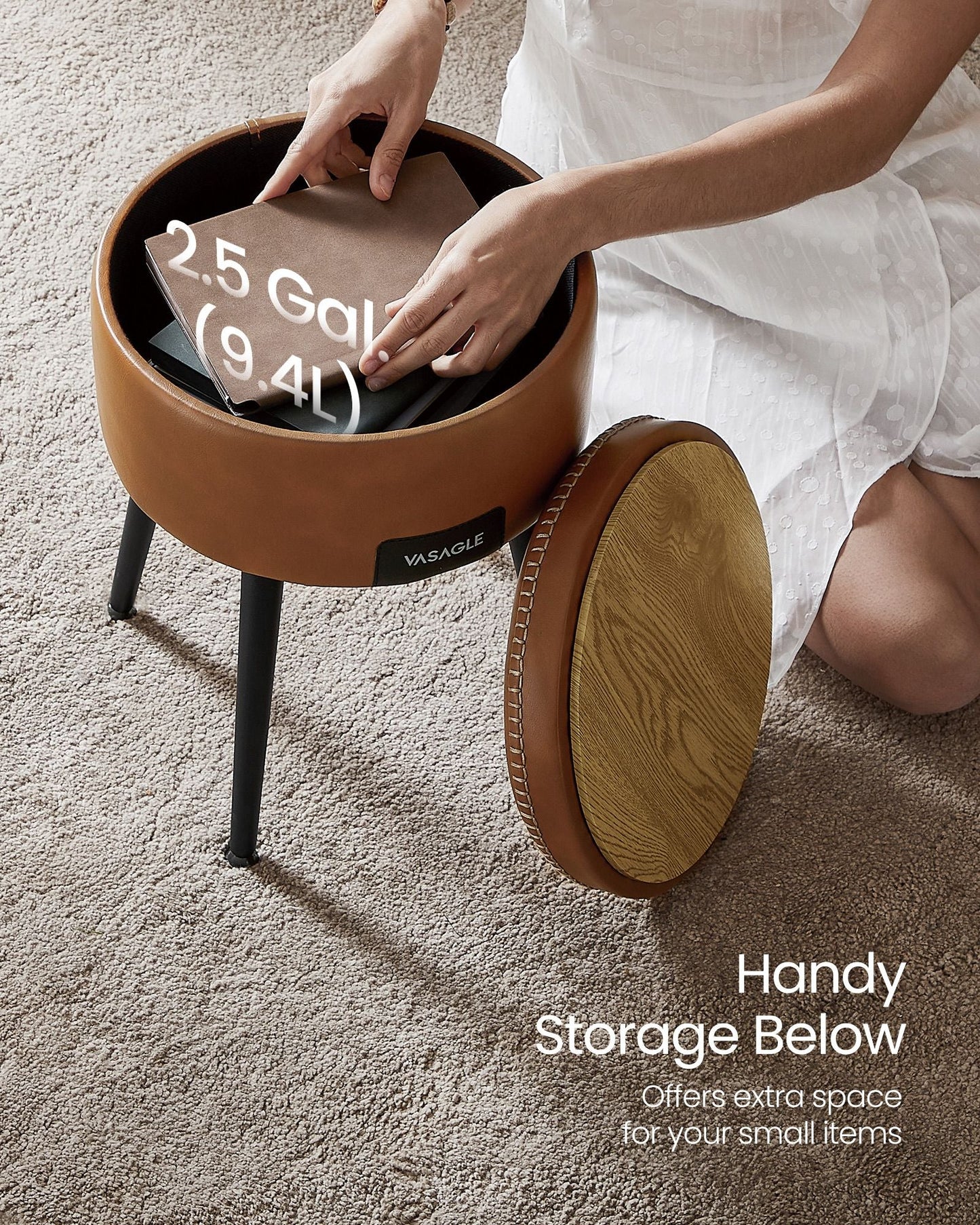 EKHO Collection - Storage Ottoman Vanity Stool