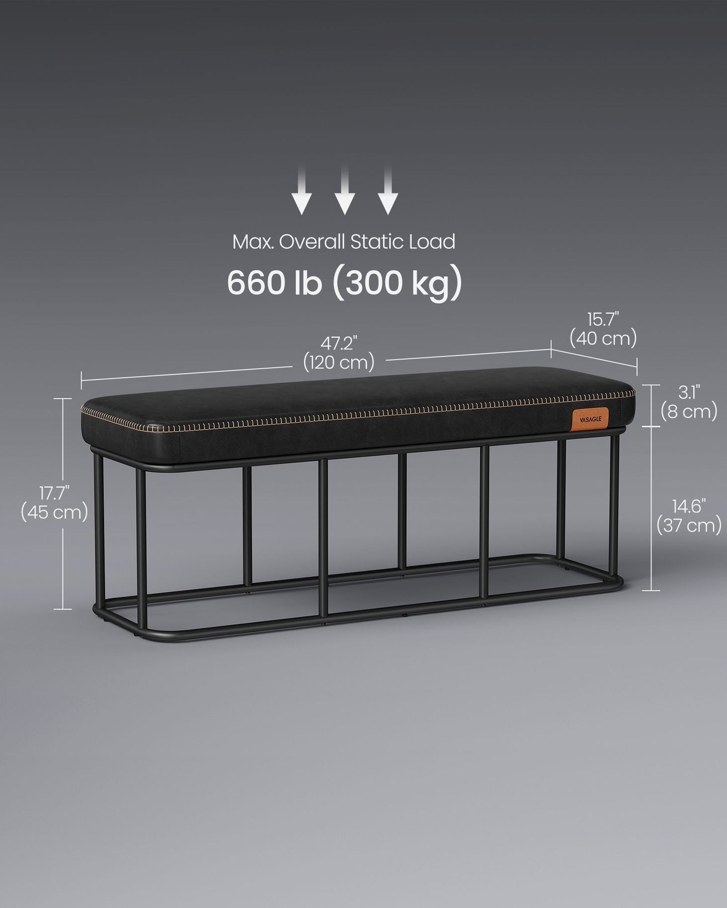 EKHO Collection - Bench for Entryway Bedroom, Ink Black