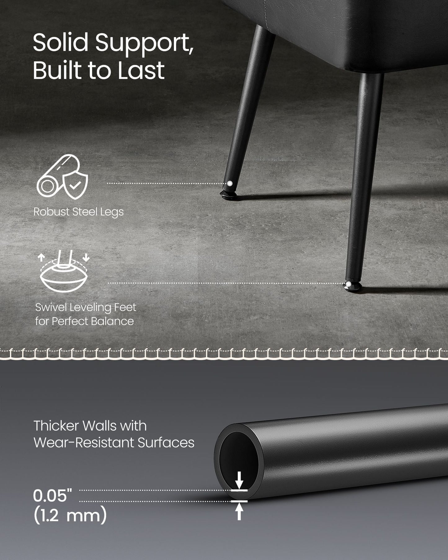 EKHO Collection - Ottoman Bench with Legs Ink Black