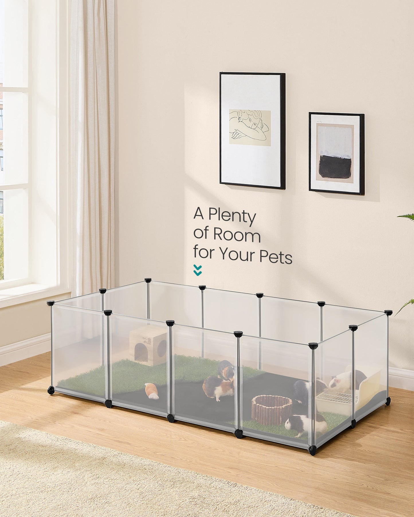 Guinea Pig Playpen with Removable Oxford Fabric Mat