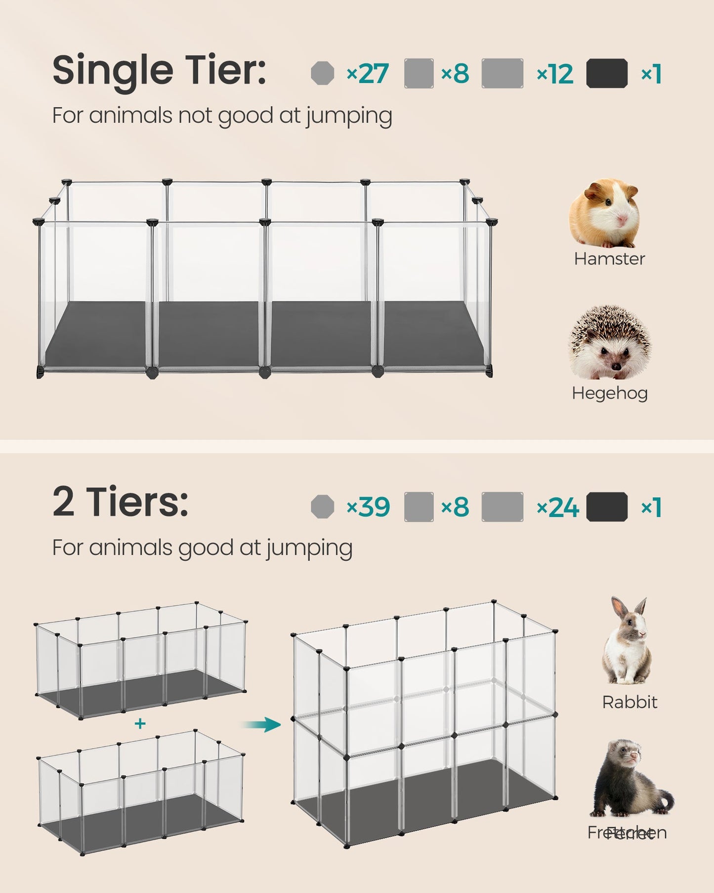 Guinea Pig Playpen with Removable Oxford Fabric Mat