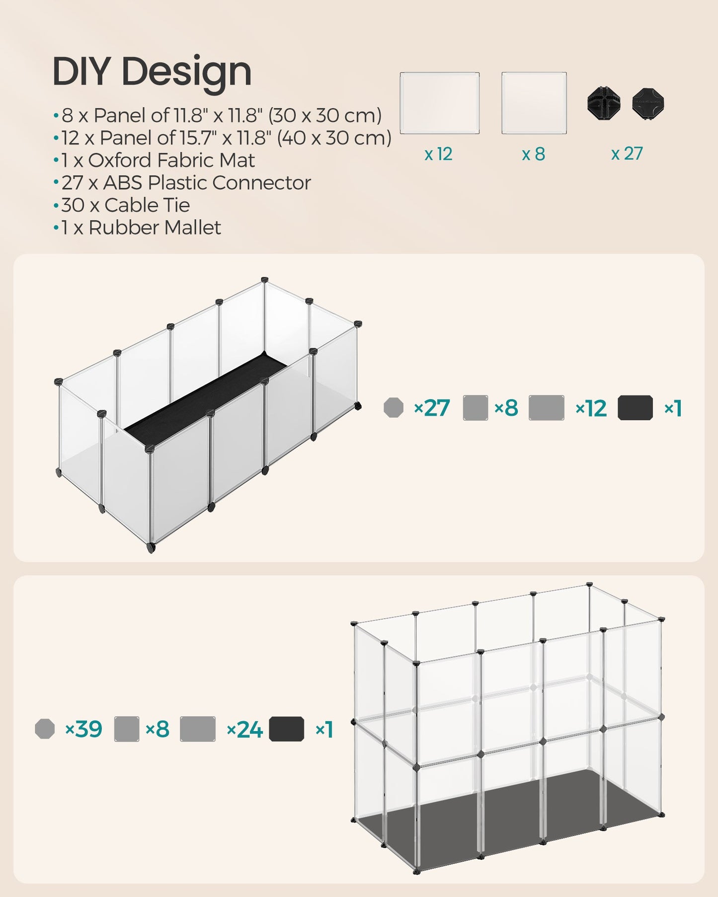 Guinea Pig Playpen with Removable Oxford Fabric Mat