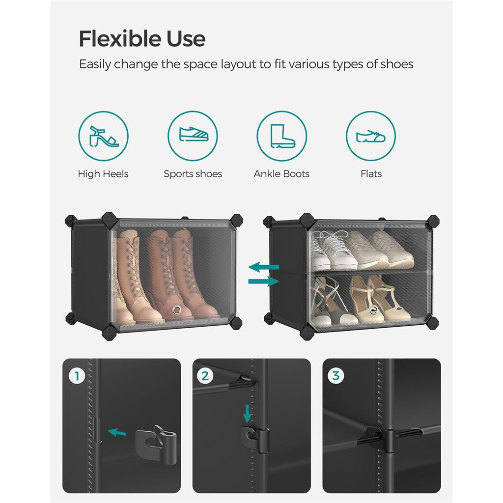 6 Cubes Shoe Organizer with Doors, Holds Up to 24 Pair of Shoes
