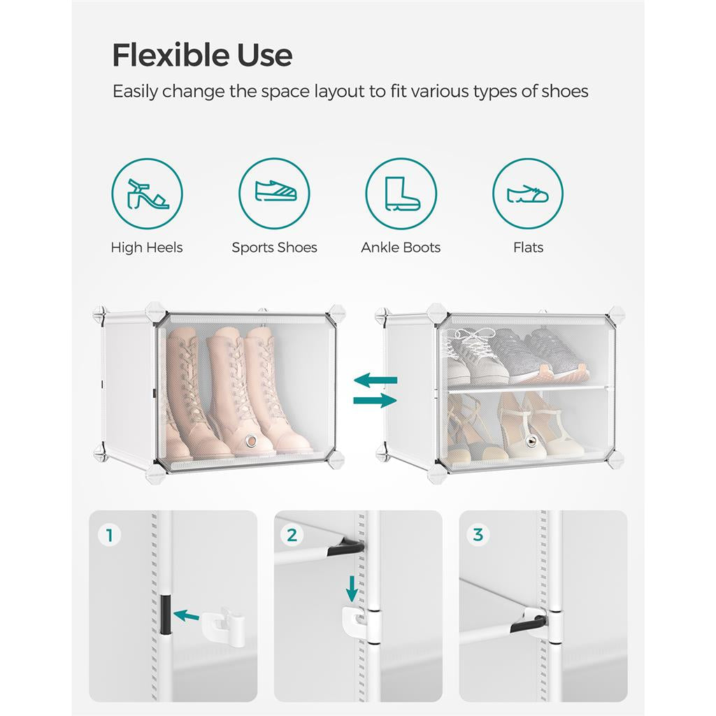 6 Cubes Shoe Organizer with Doors, Holds Up to 24 Pair of Shoes