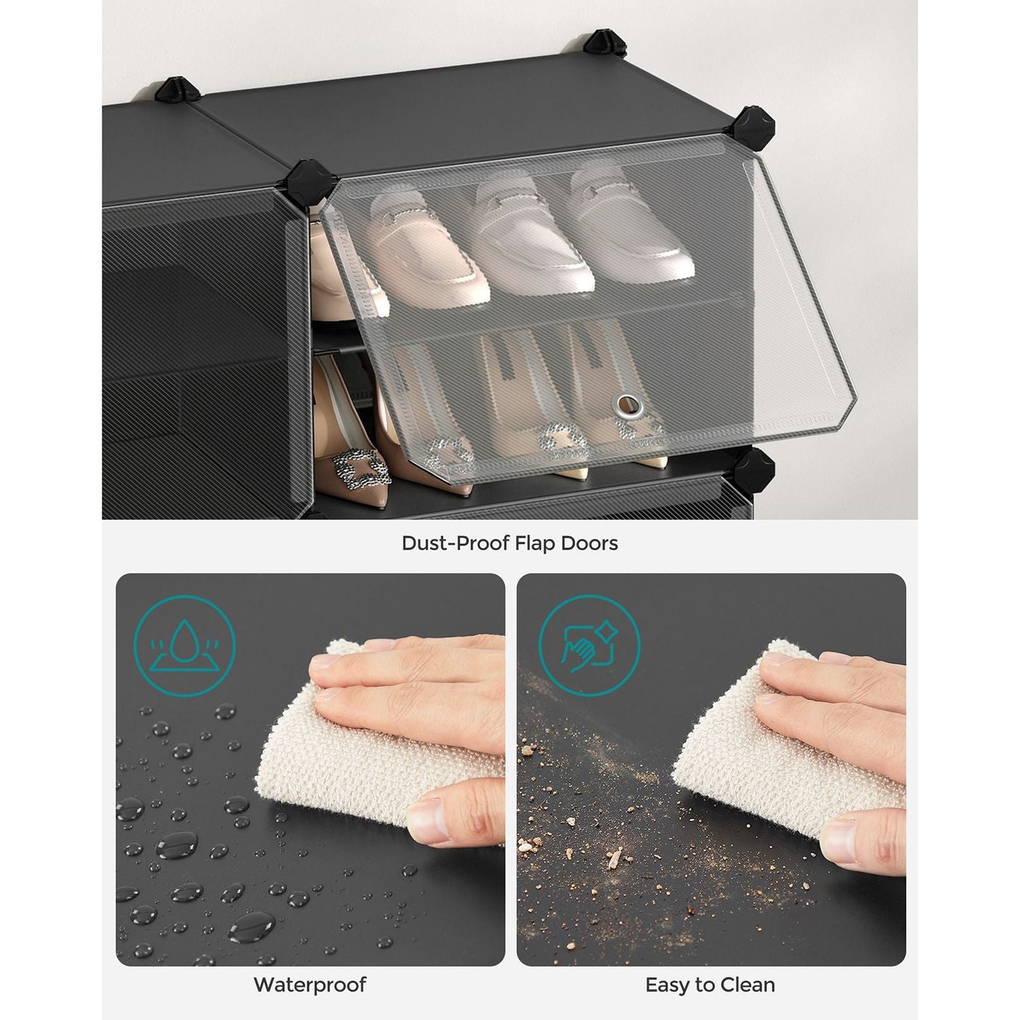10 Cubes Shoe Organizer with Doors, Holds Up to 40 Pair of Shoes