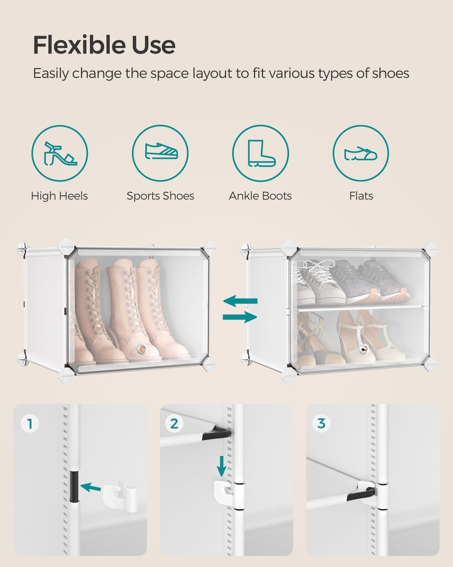 12 Cubes Shoe Organizer with Doors, Holds Up to 48 Pair of Shoes
