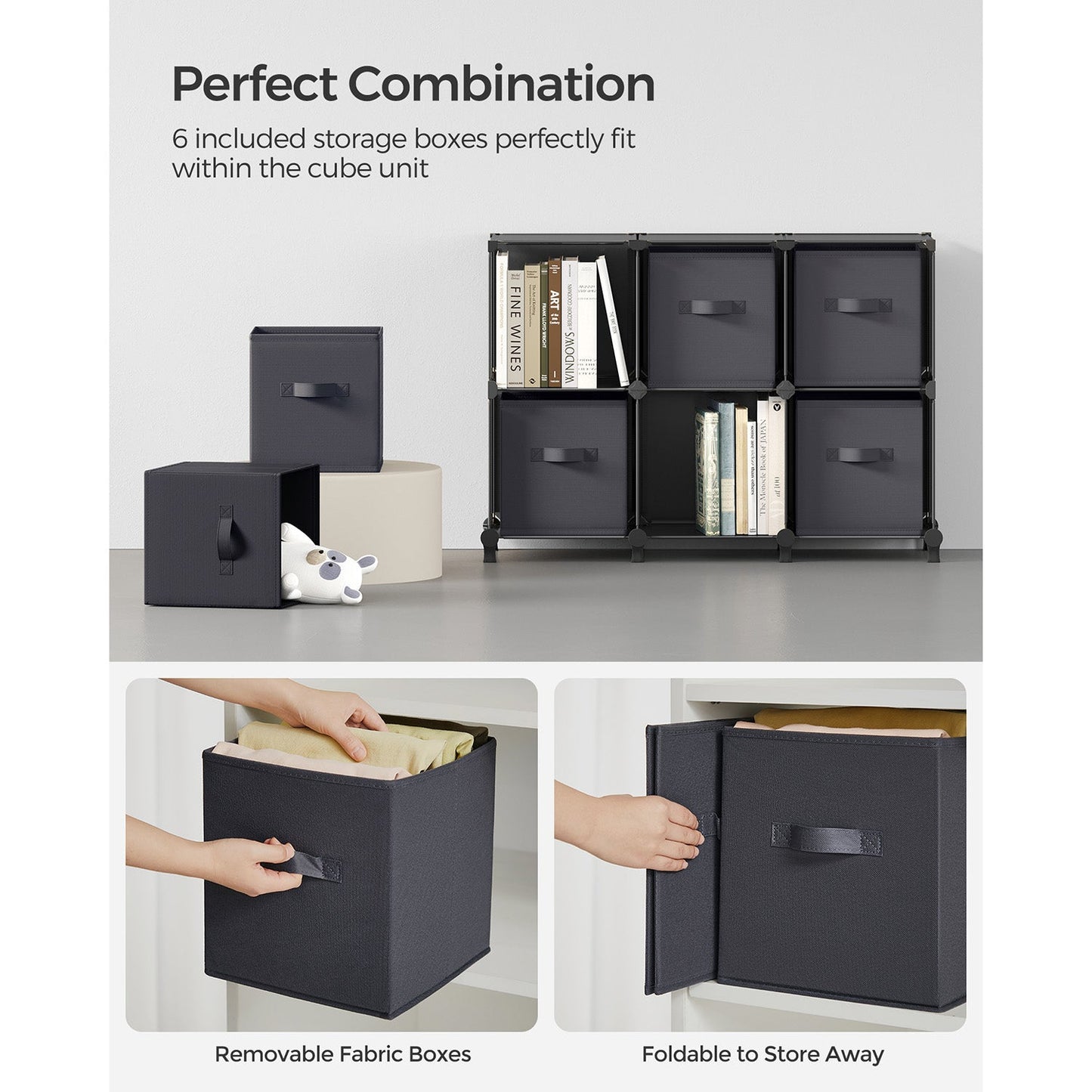 Cube Storage Organizer with Storage Boxes, Set of 6