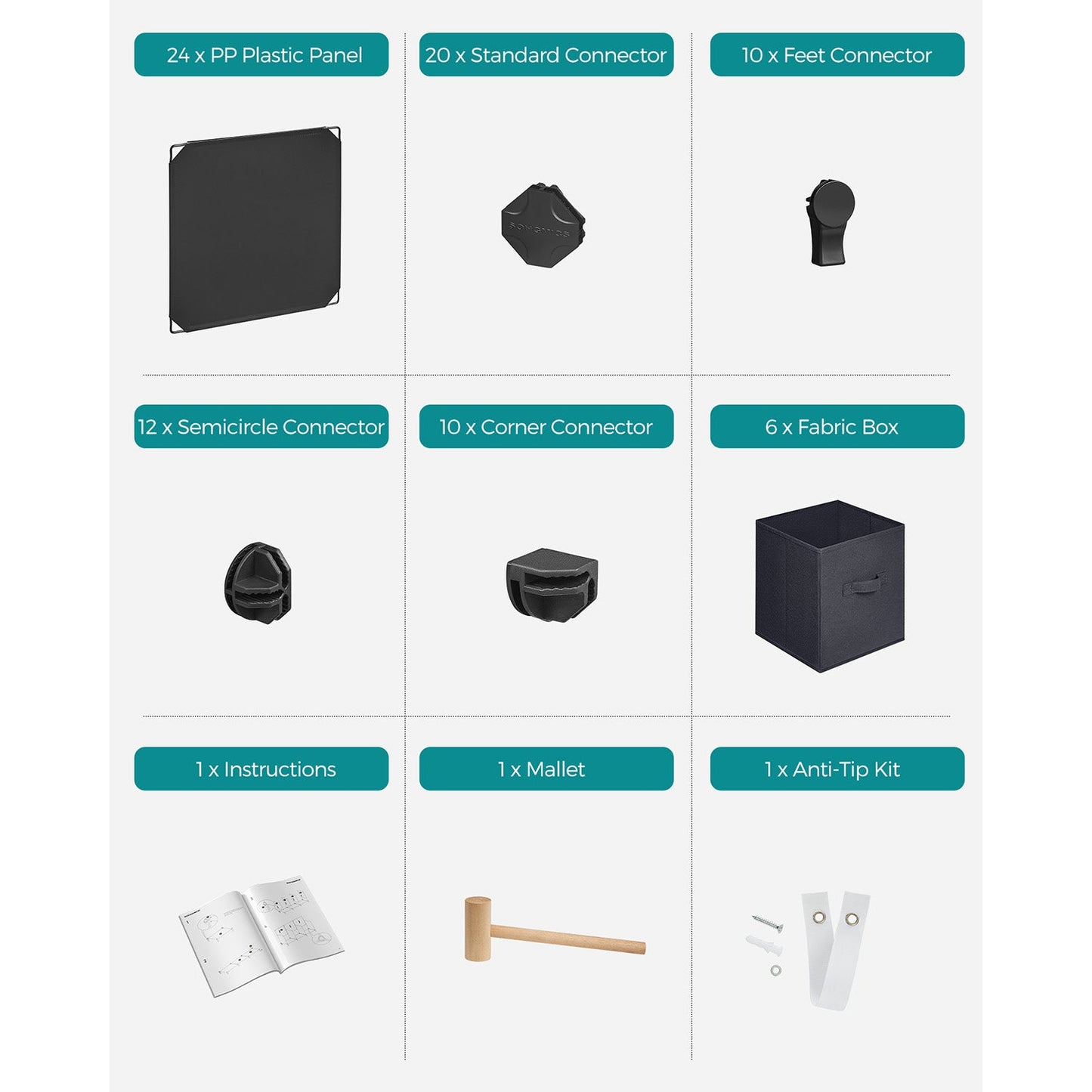 Cube Storage Organizer with Storage Boxes, Set of 6