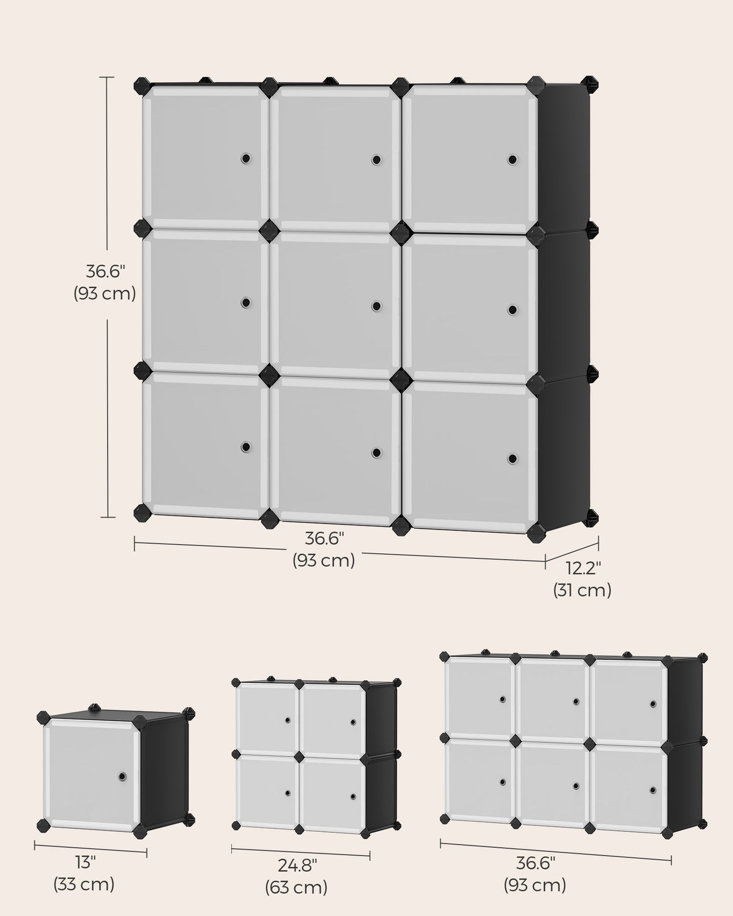 Set of 9 DIY Plastic Cubes with Doors