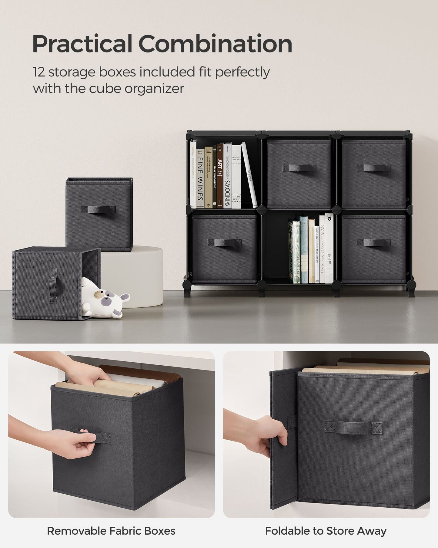Cube Storage Organizer with Storage Boxes, Set of 12