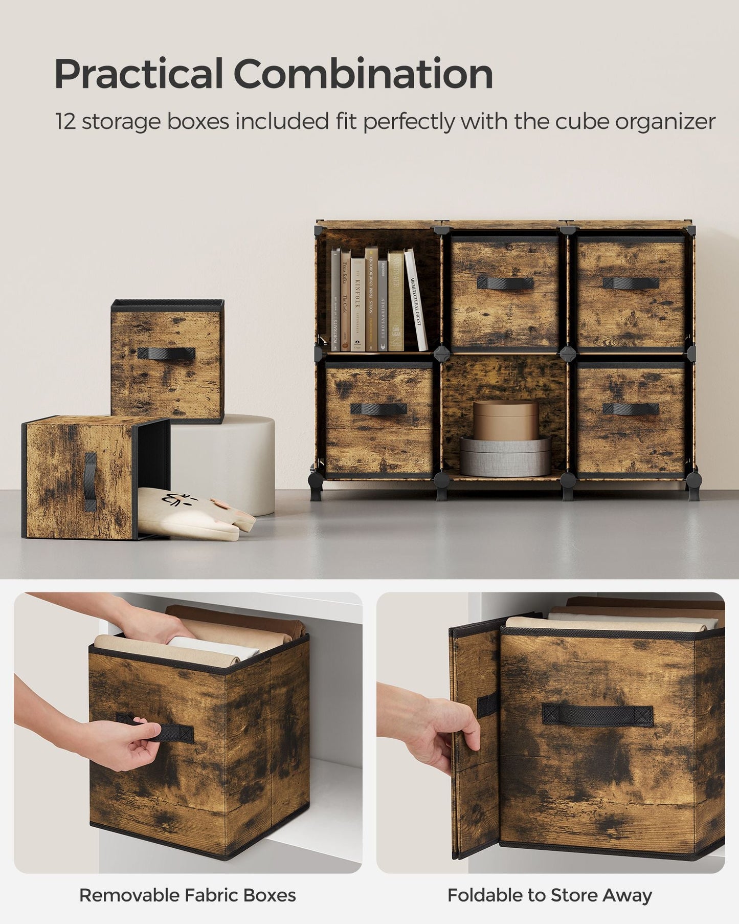 Cube Storage Organizer with Storage Boxes, Set of 12