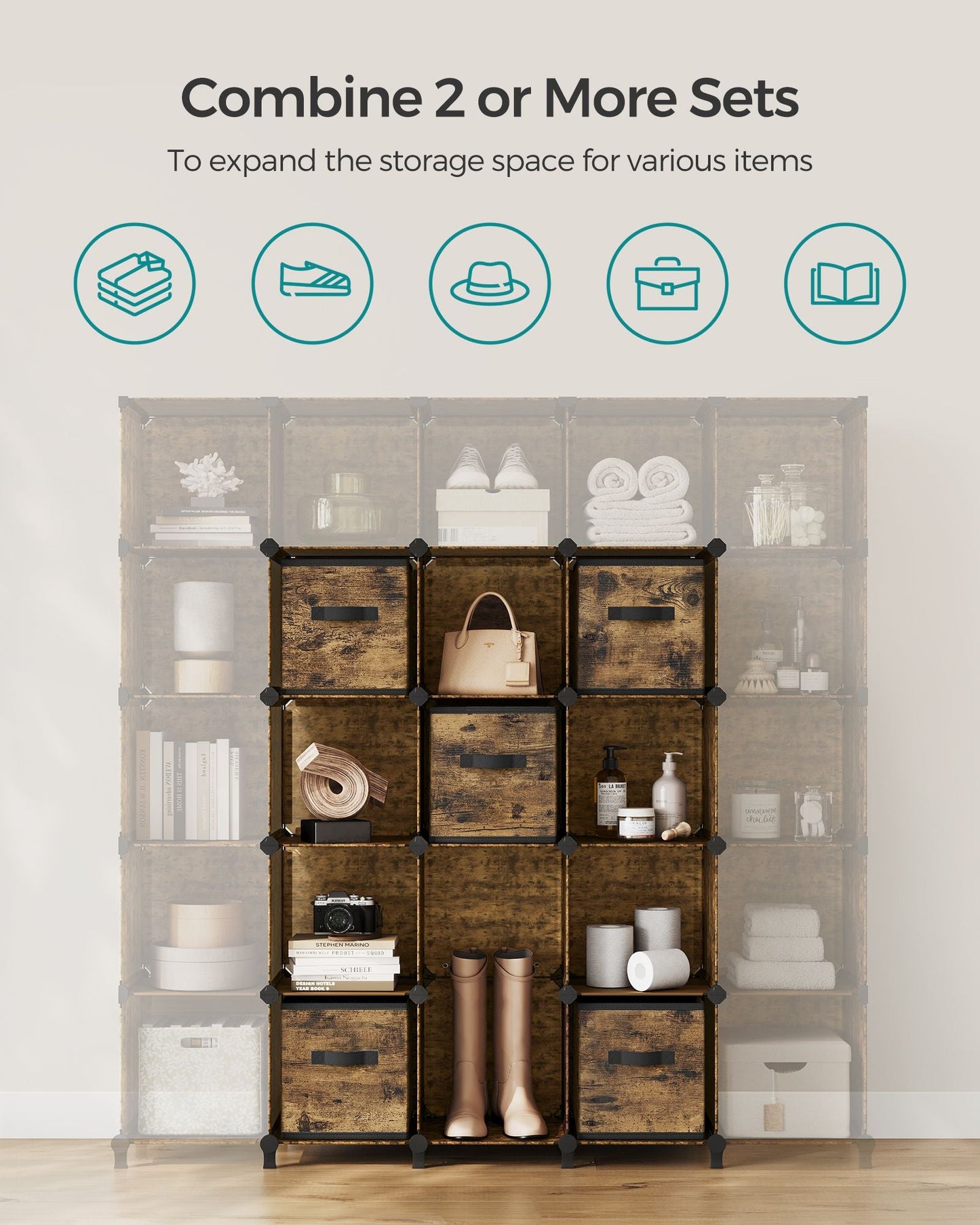 Cube Storage Organizer with Storage Boxes, Set of 12