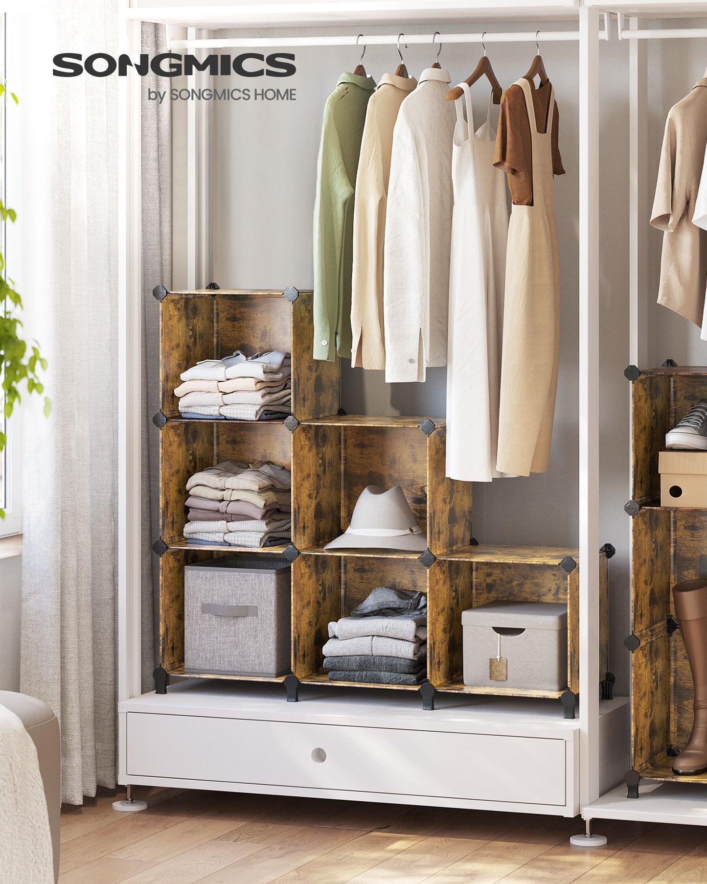 6 Cube Storage Organizer with Feet and Rubber Mallet
