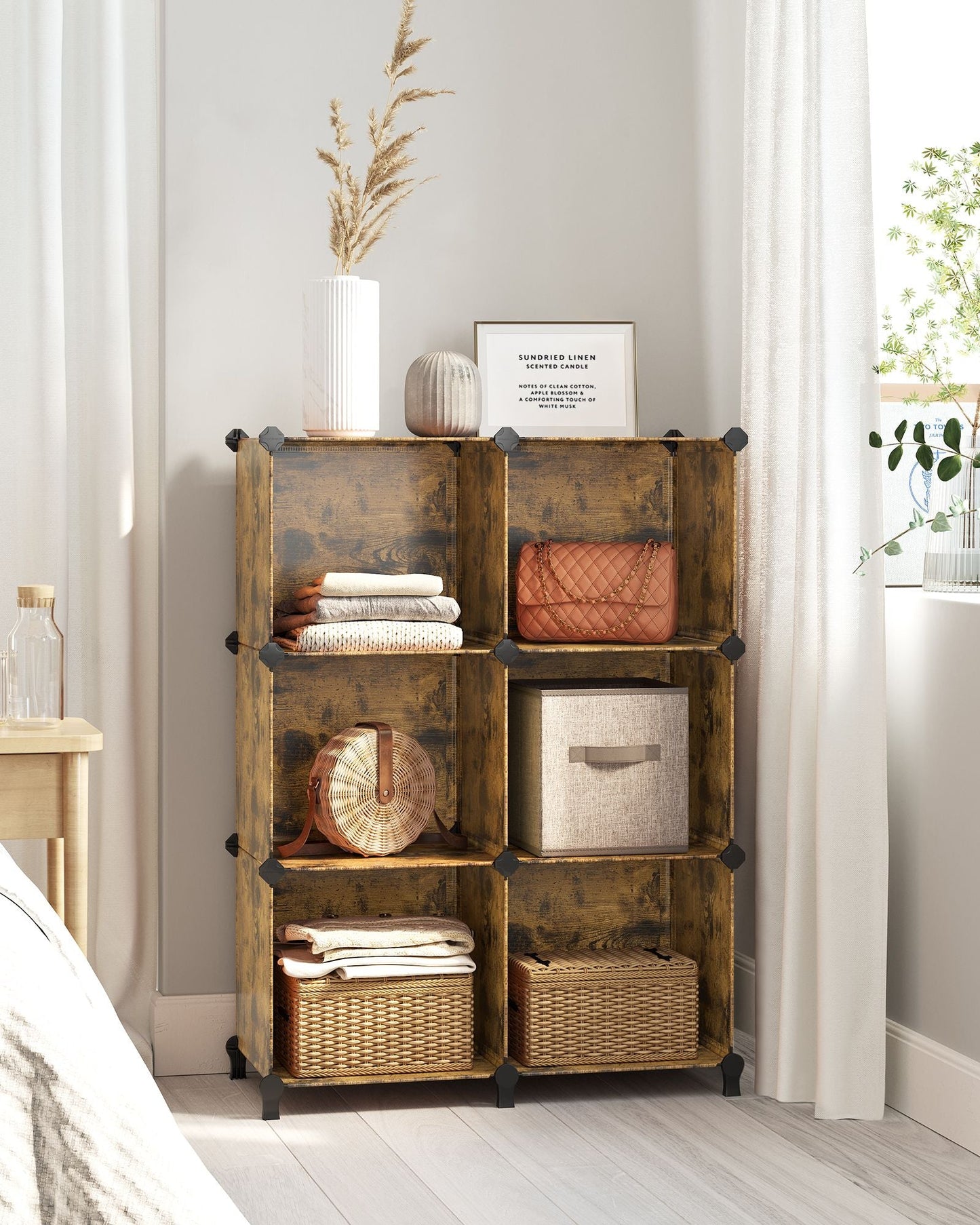6 Cube Storage Organizer with Feet and Rubber Mallet