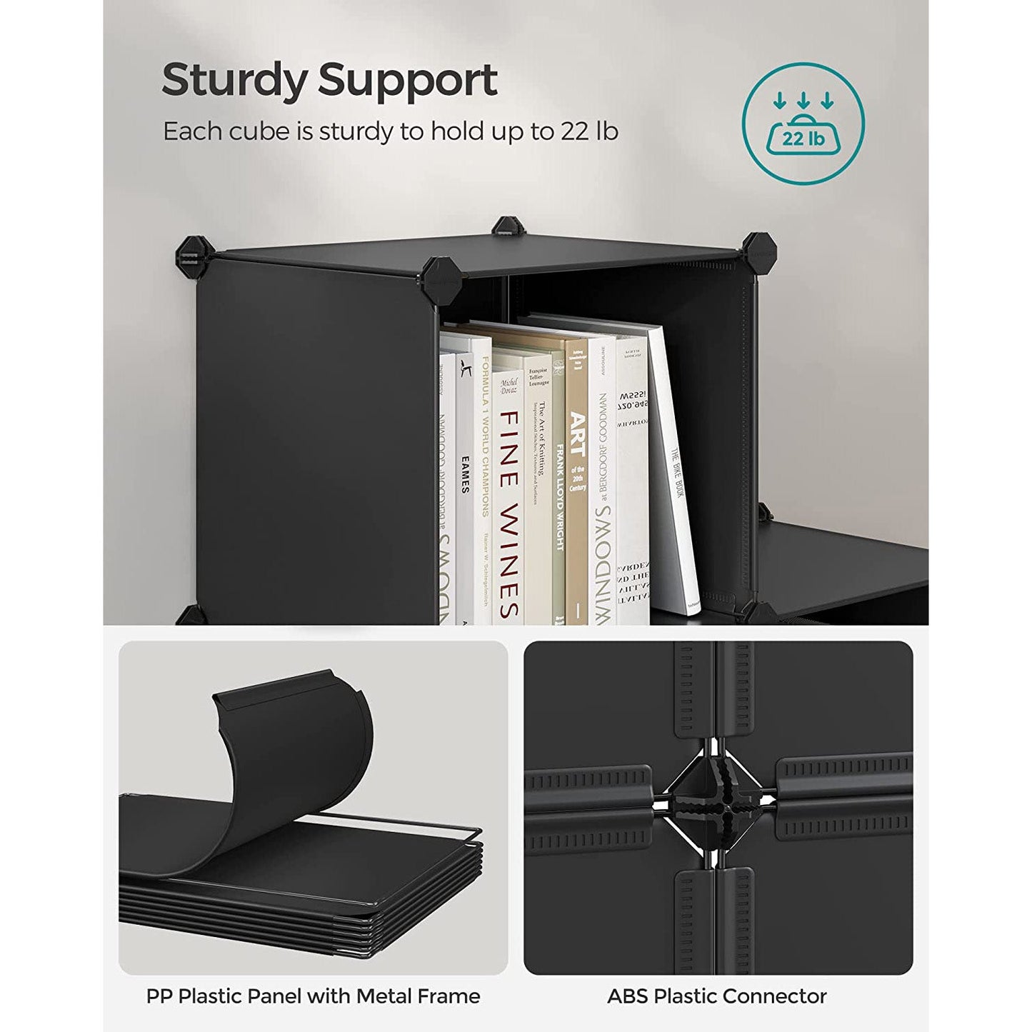 6 Cube Storage Organizer with Feet and Rubber Mallet