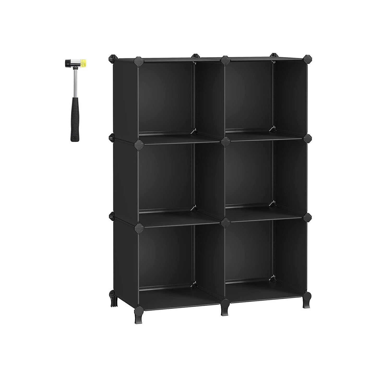 6 Cube Storage Organizer with Feet and Rubber Mallet