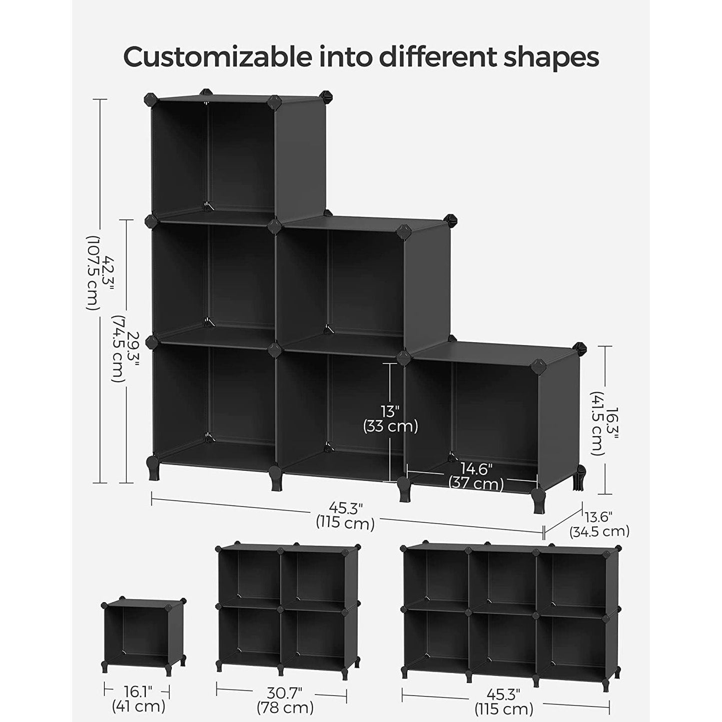 6 Cube Storage Organizer with Feet and Rubber Mallet