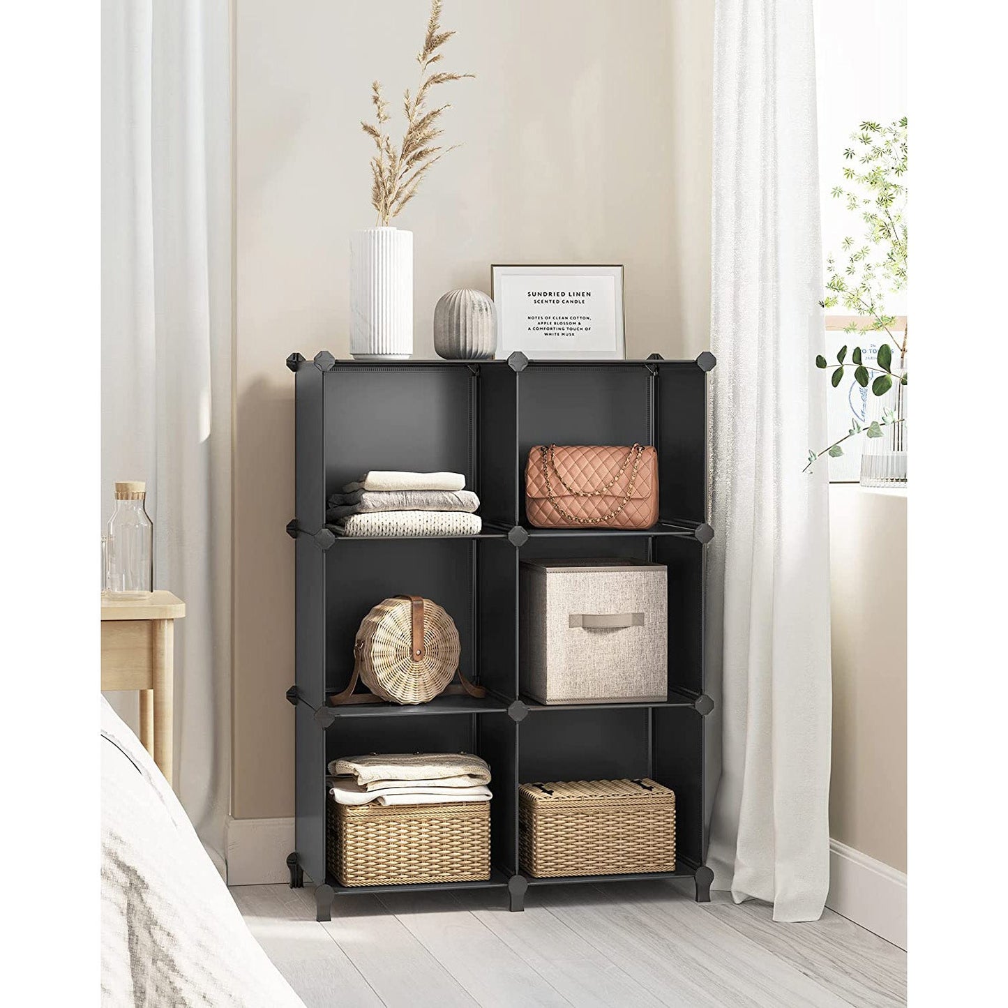 6 Cube Storage Organizer with Feet and Rubber Mallet