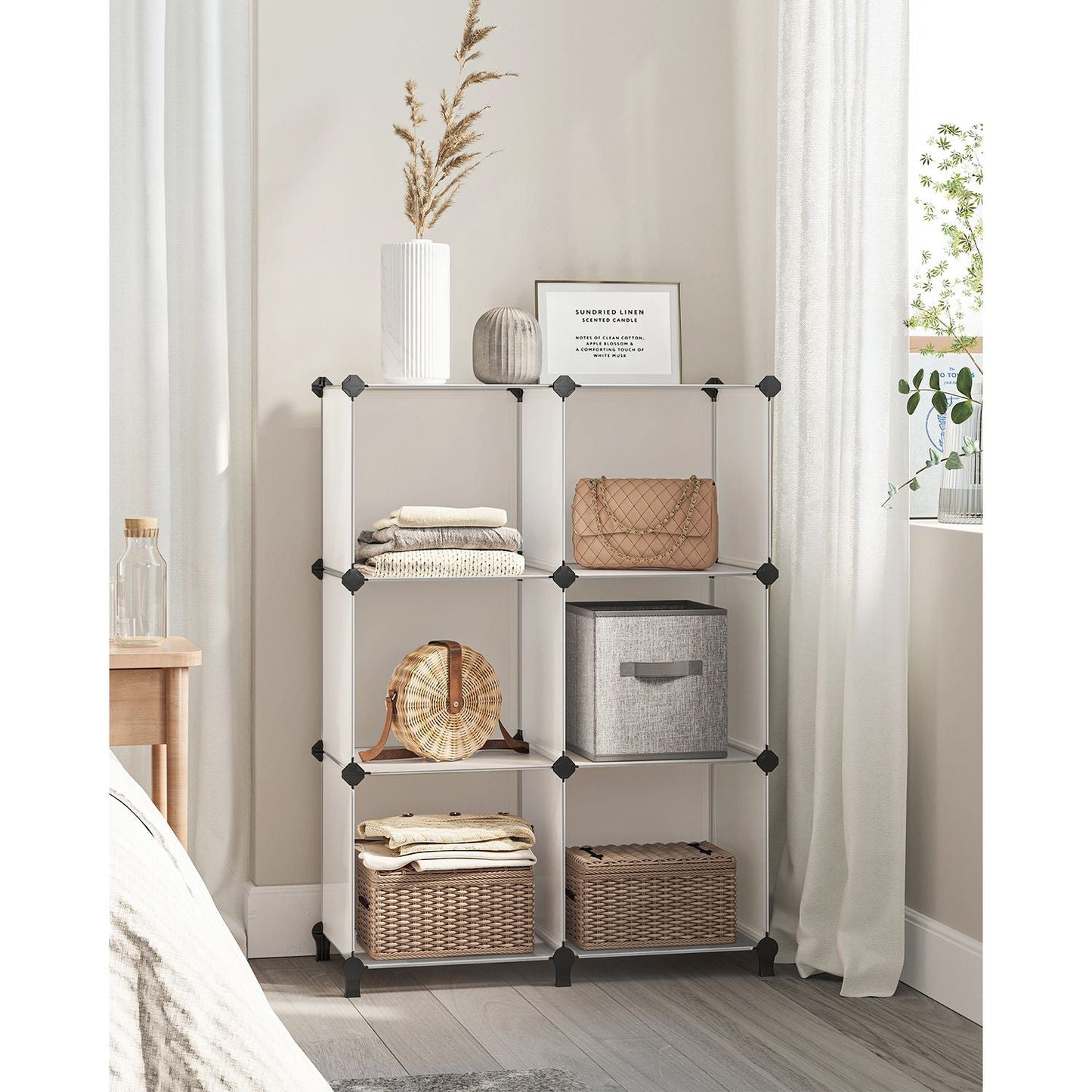 6 Cube Storage Organizer with Feet and Rubber Mallet