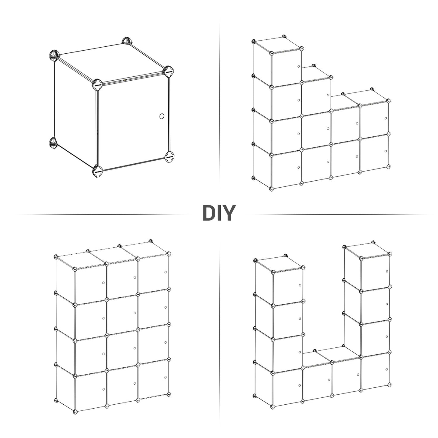 Cube Storage with Door, Set of 12 Plastic Cube