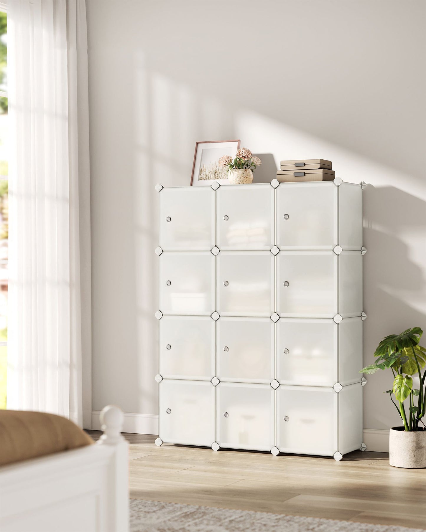 Cube Storage with Door, Set of 12 Plastic Cubes