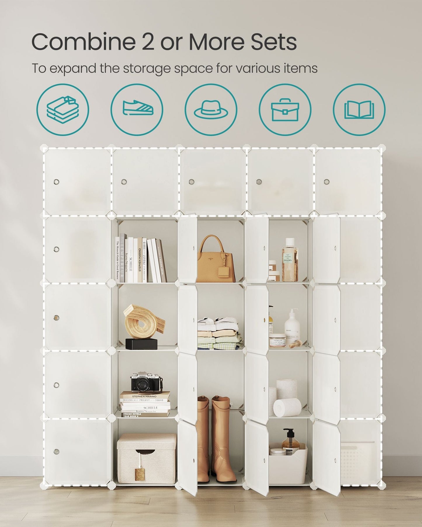 Cube Storage with Door, Set of 12 Plastic Cubes