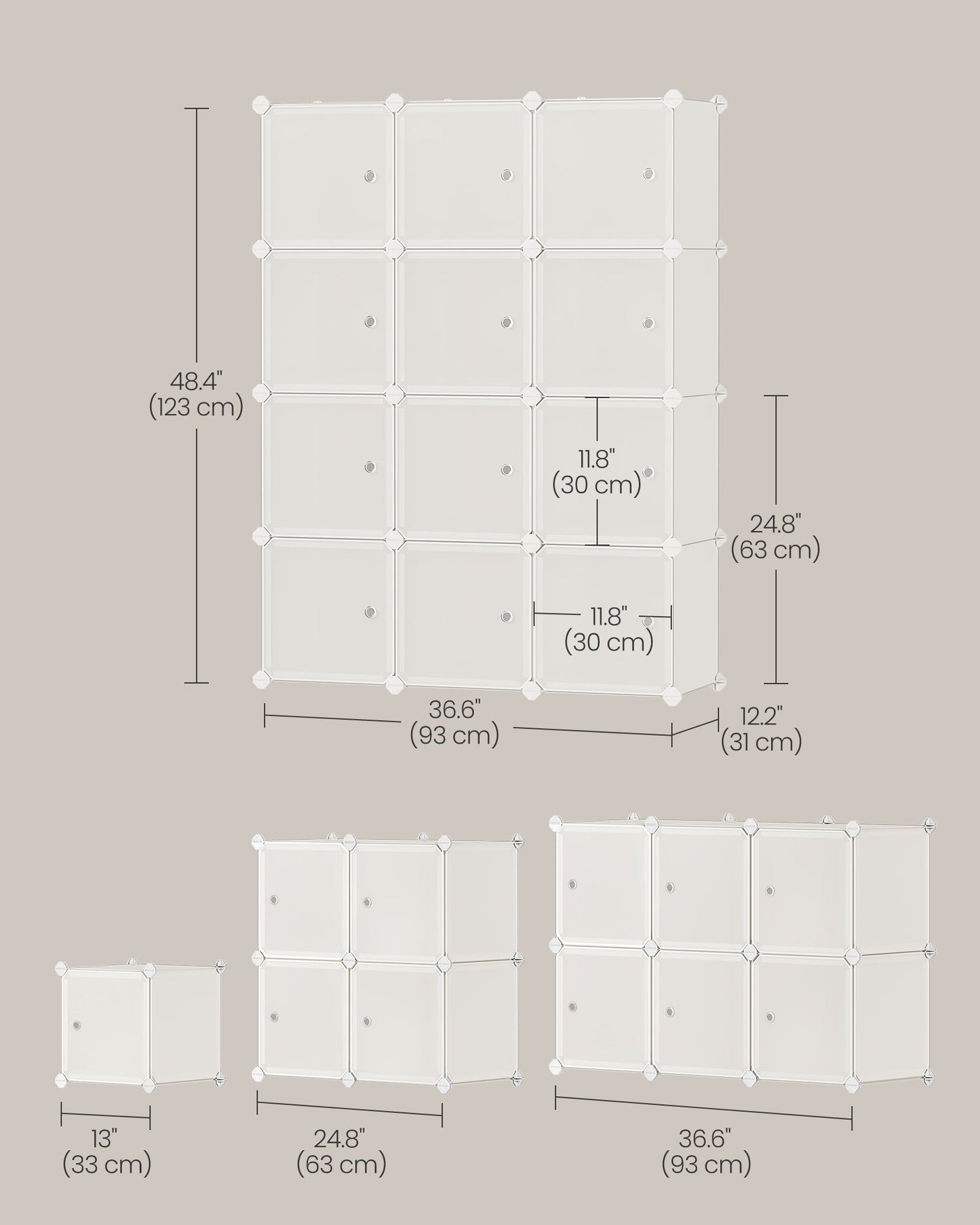 Cube Storage with Door, Set of 12 Plastic Cubes