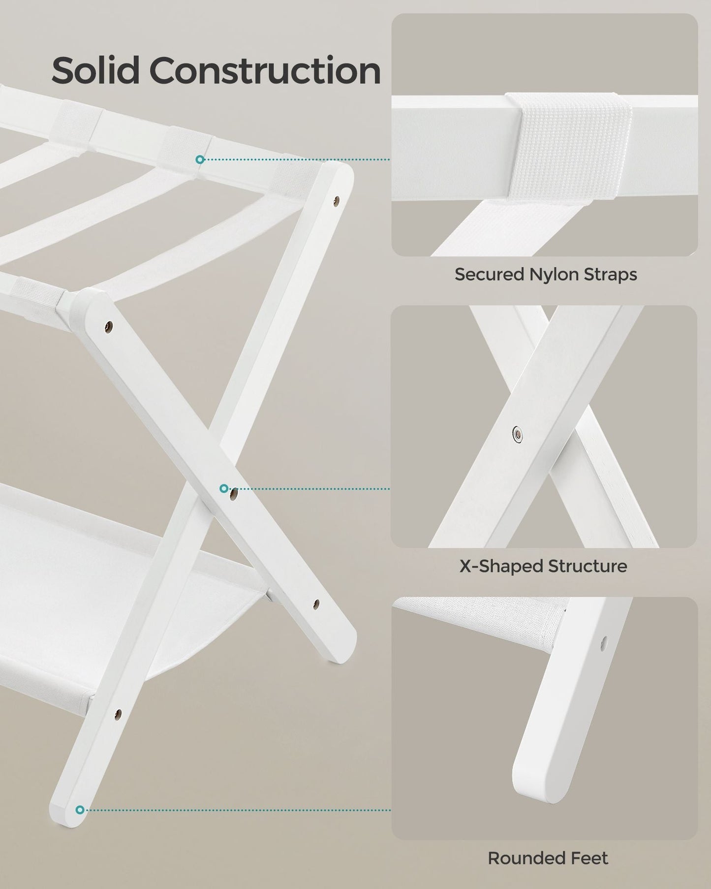 Set of 2 Luggage Racks with Storage Shelves