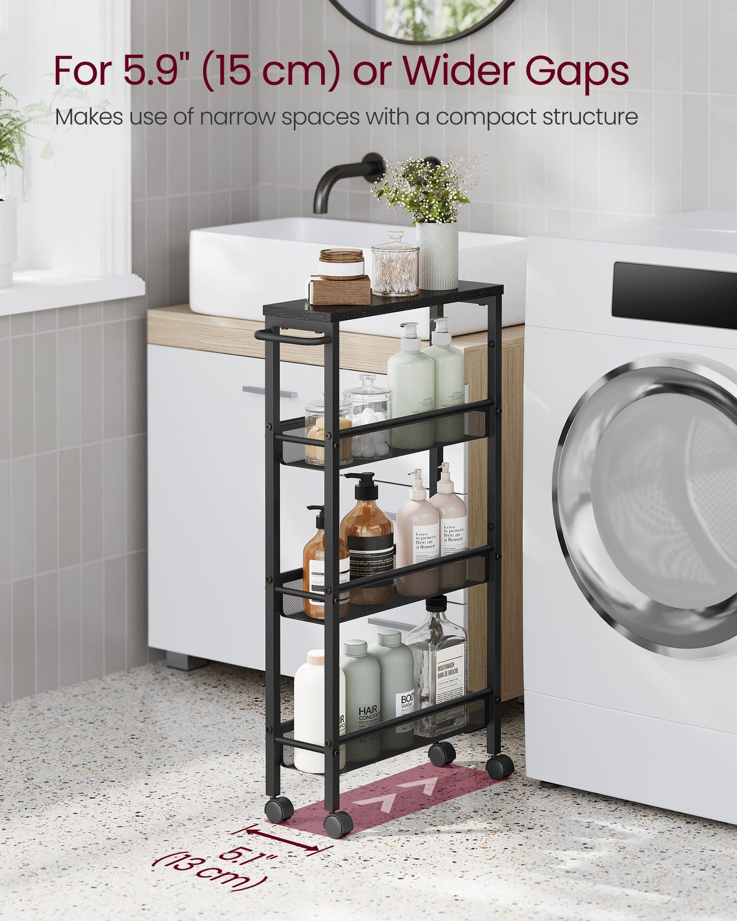 4-Tier Slim Rolling Storage Cart