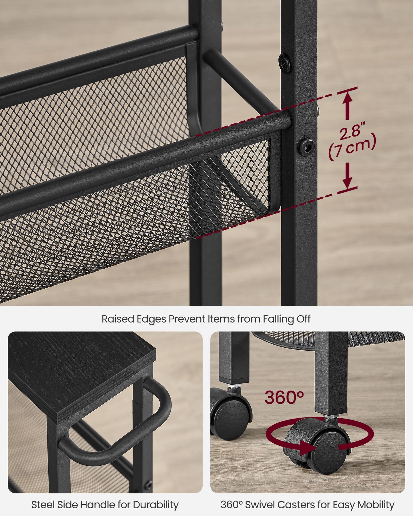 4-Tier Slim Rolling Storage Cart