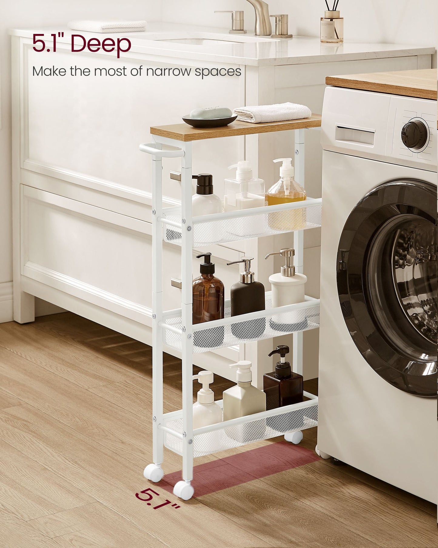 4-Tier Slim Rolling Storage Cart
