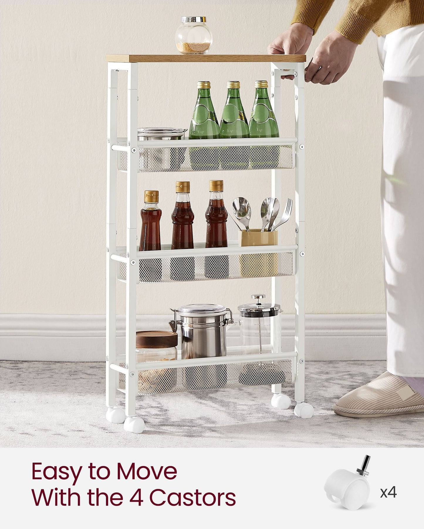 4-Tier Slim Rolling Storage Cart