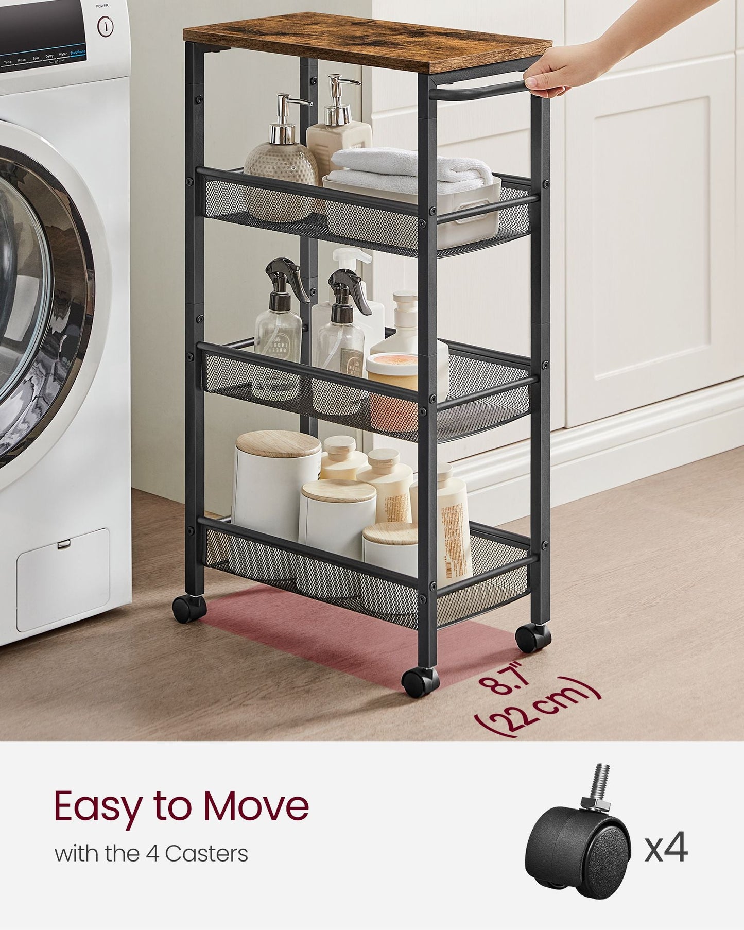 4-Tier Slim Rolling Storage Cart