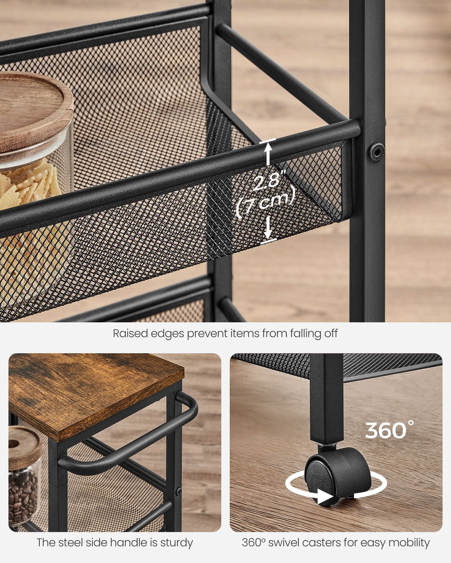 4-Tier Slim Rolling Storage Cart