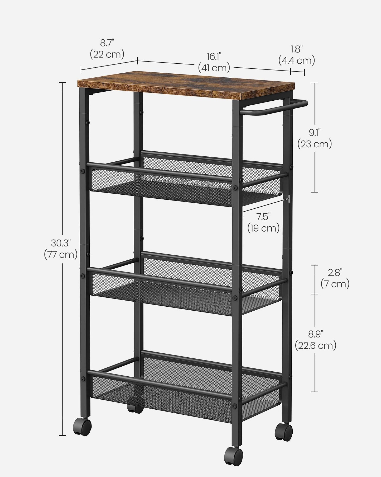 4-Tier Slim Rolling Storage Cart