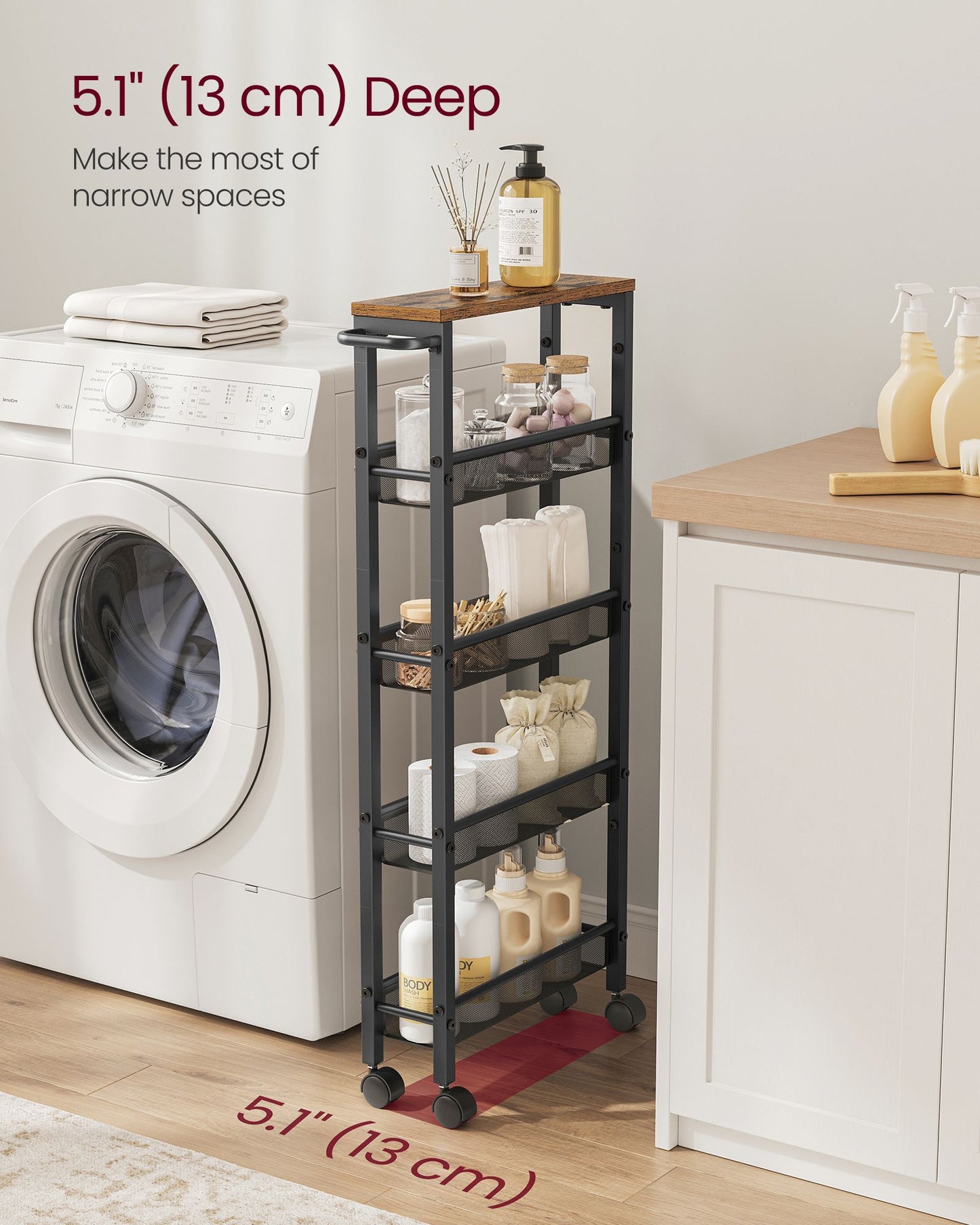 5-Tier Slim Rolling Storage Cart