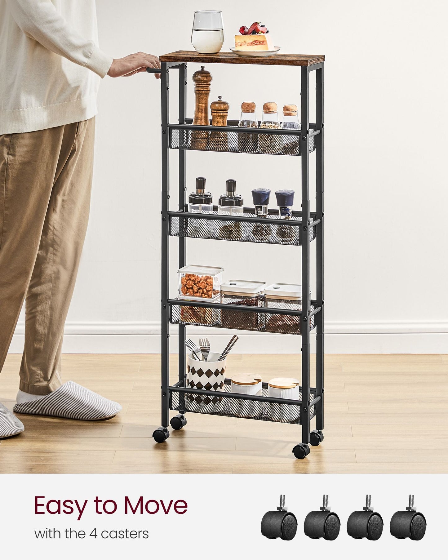 5-Tier Slim Rolling Storage Cart