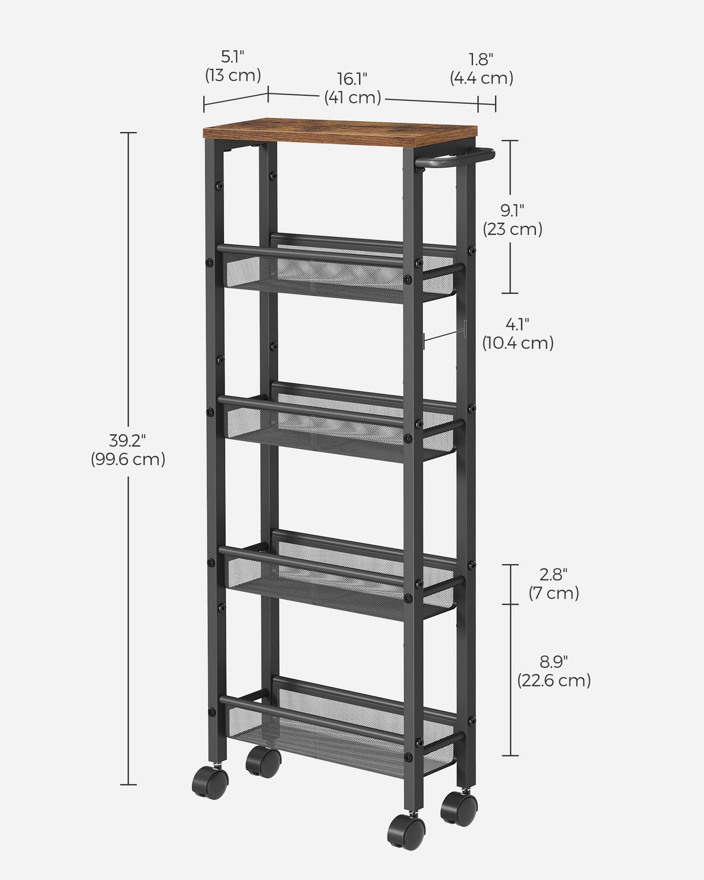 5-Tier Slim Rolling Storage Cart