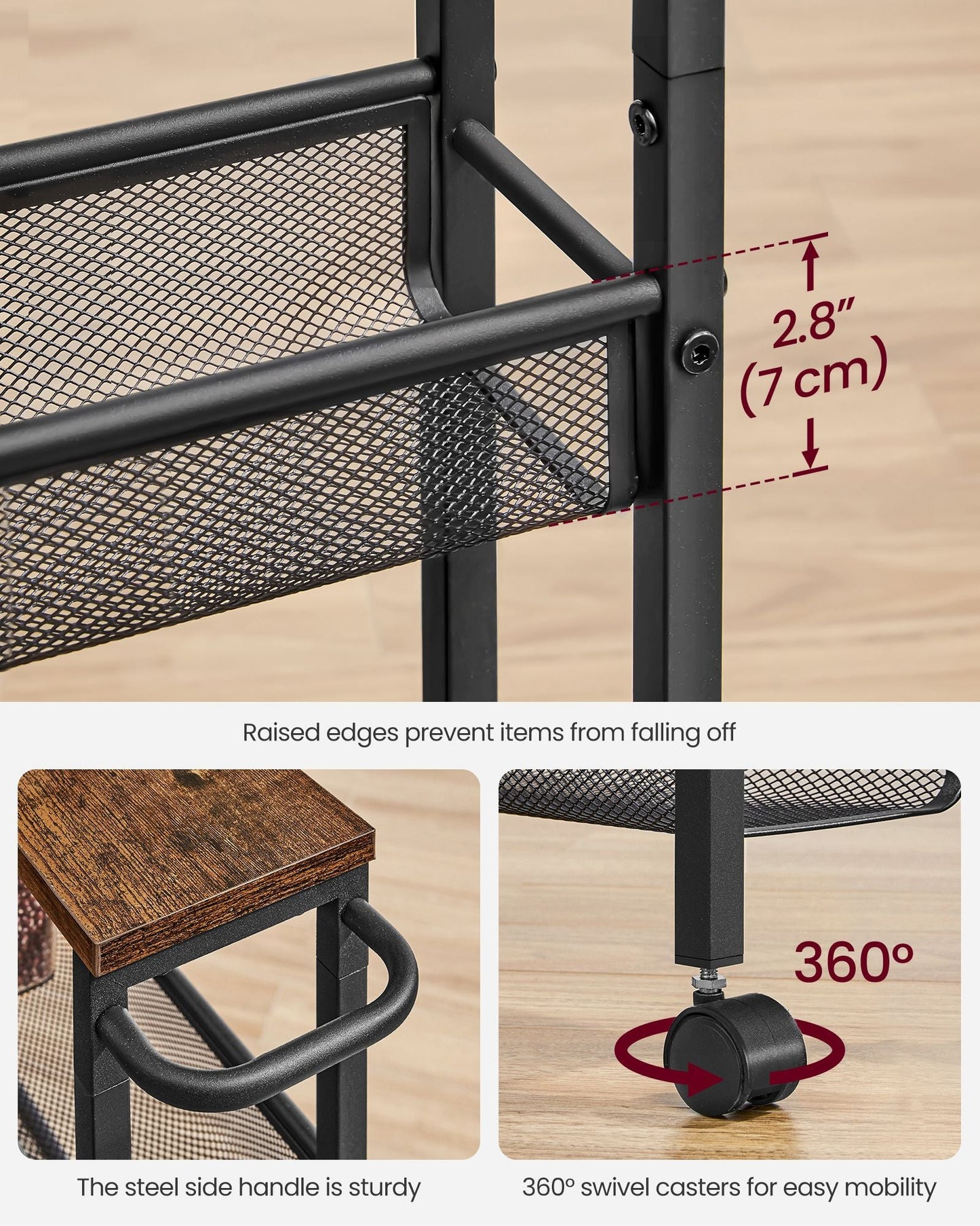 5-Tier Slim Rolling Storage Cart