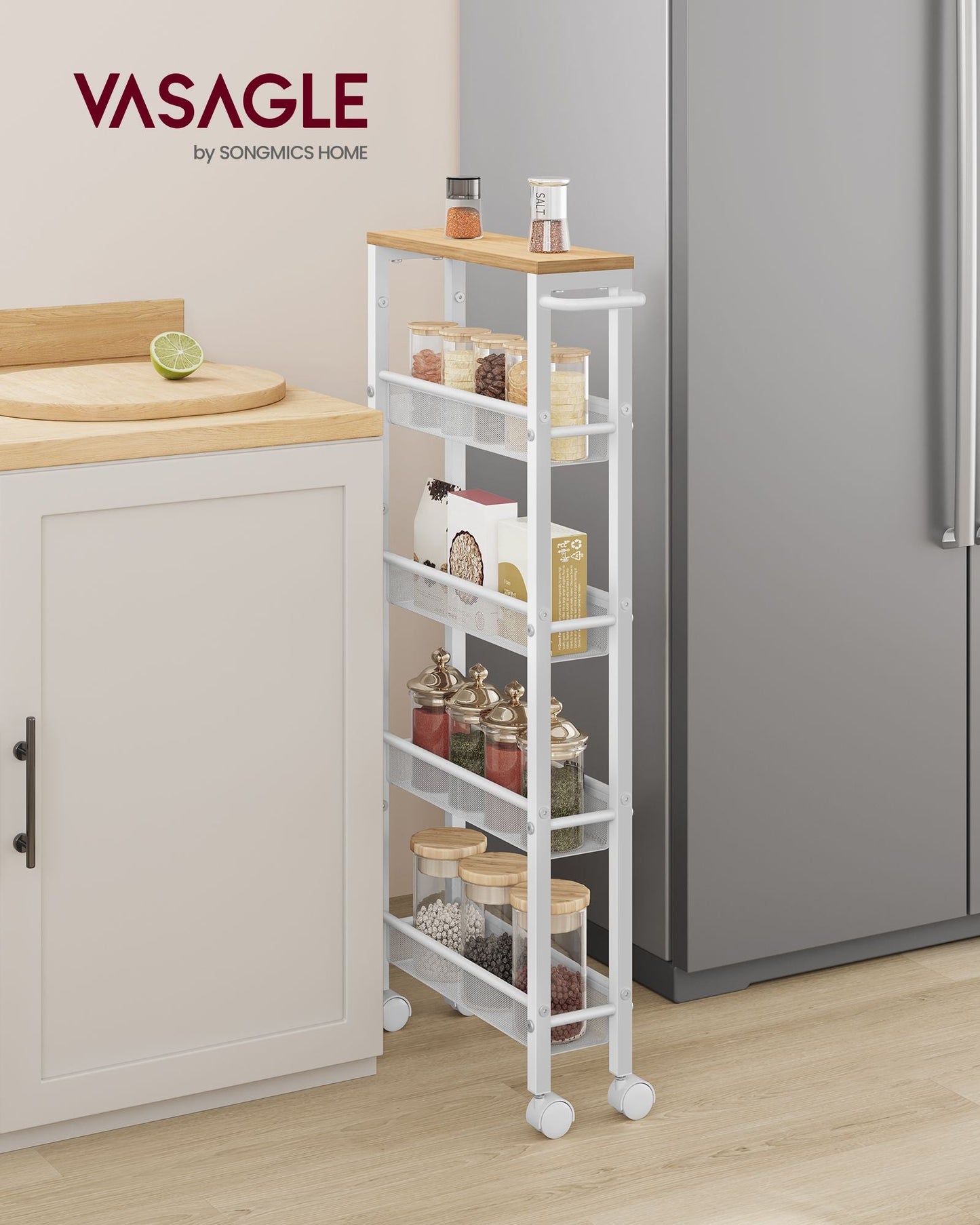 5-Tier Slim Rolling Storage Cart