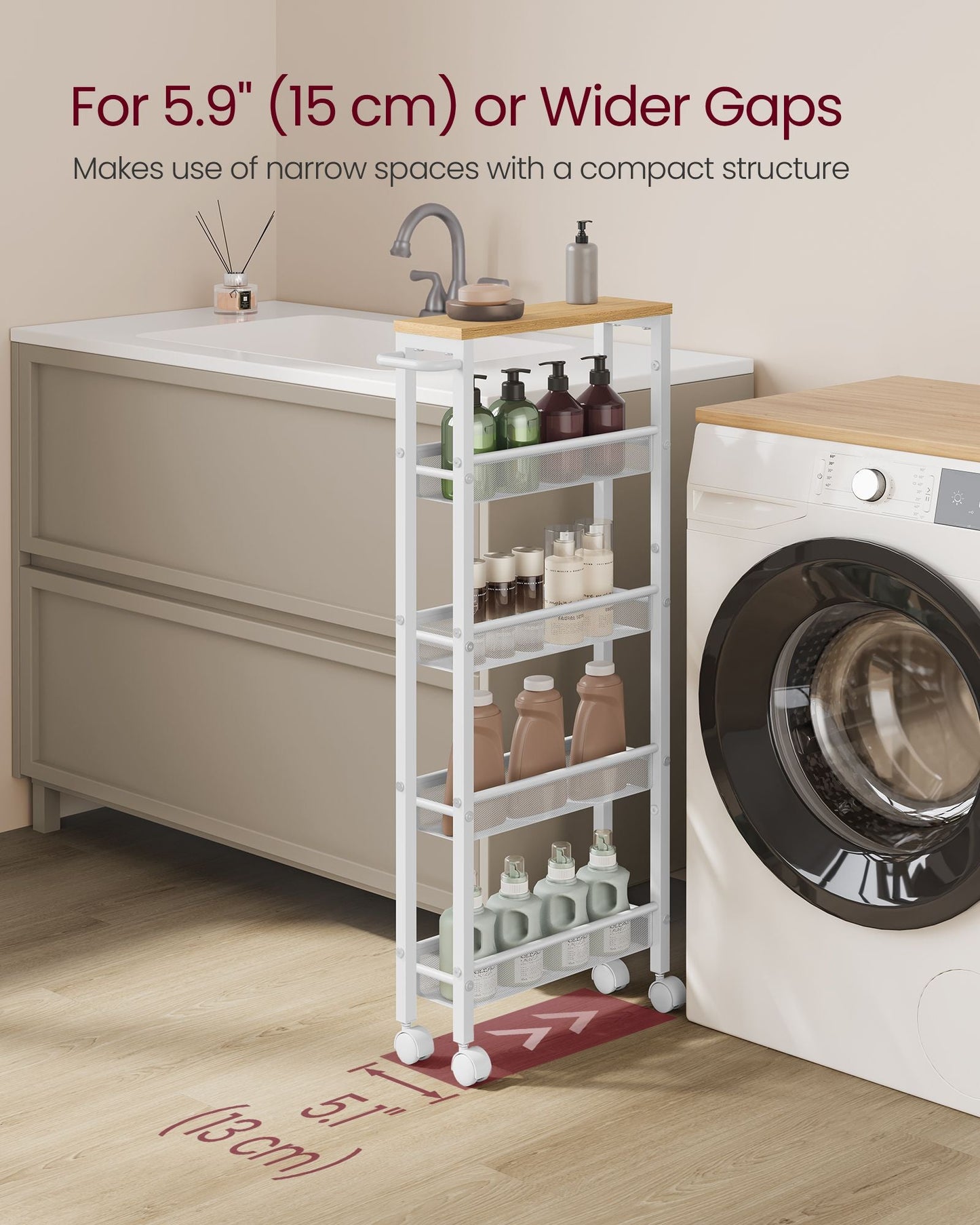 5-Tier Slim Rolling Storage Cart