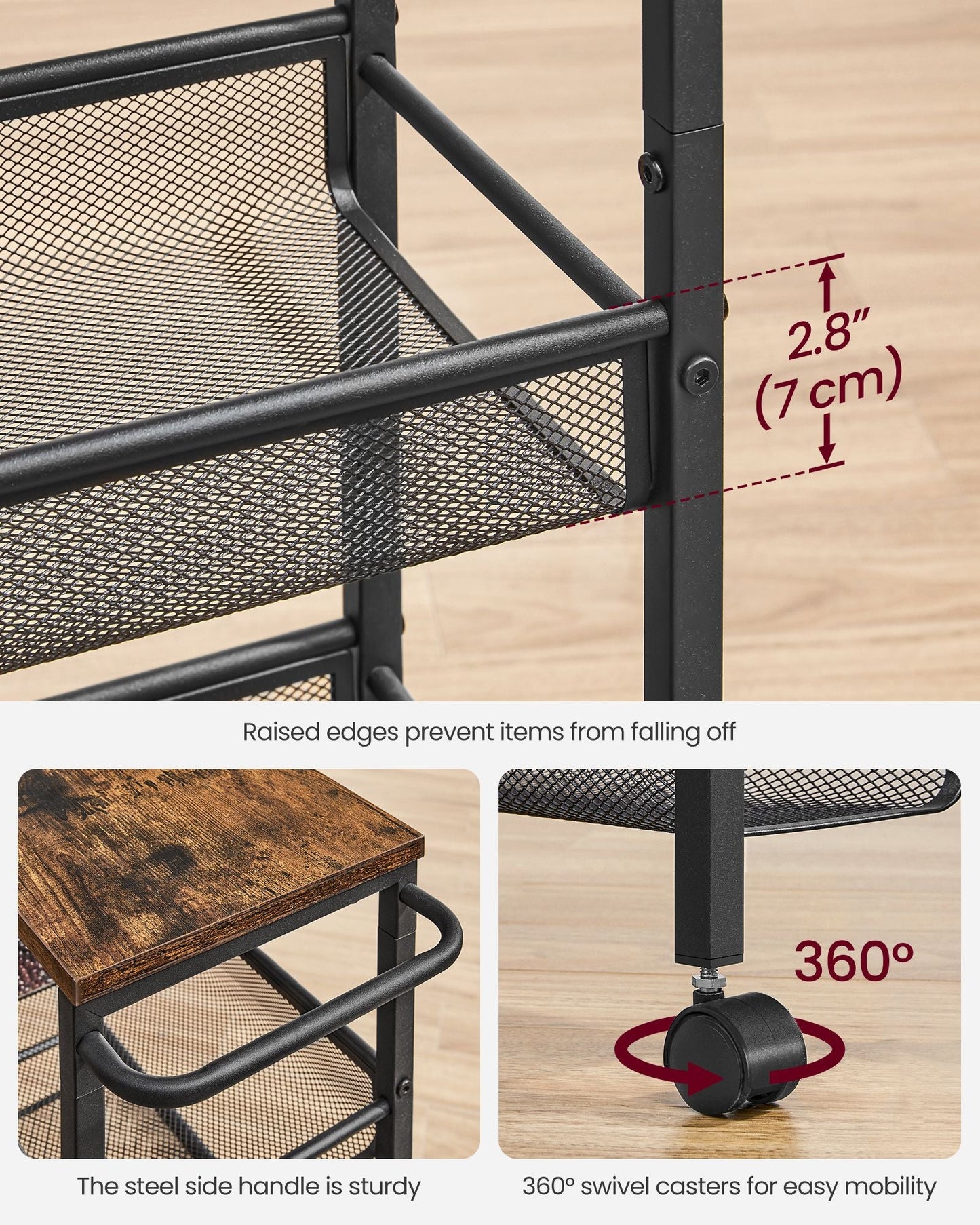5-Tier Slim Rolling Cart Storage Cart