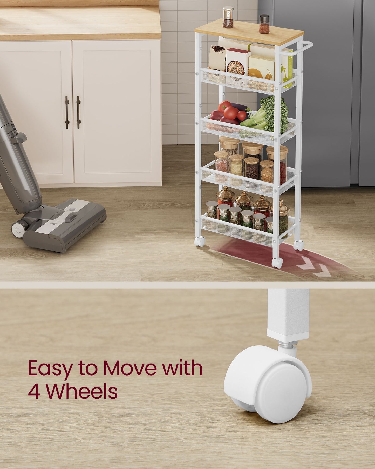 5-Tier Slim Rolling Storage Cart
