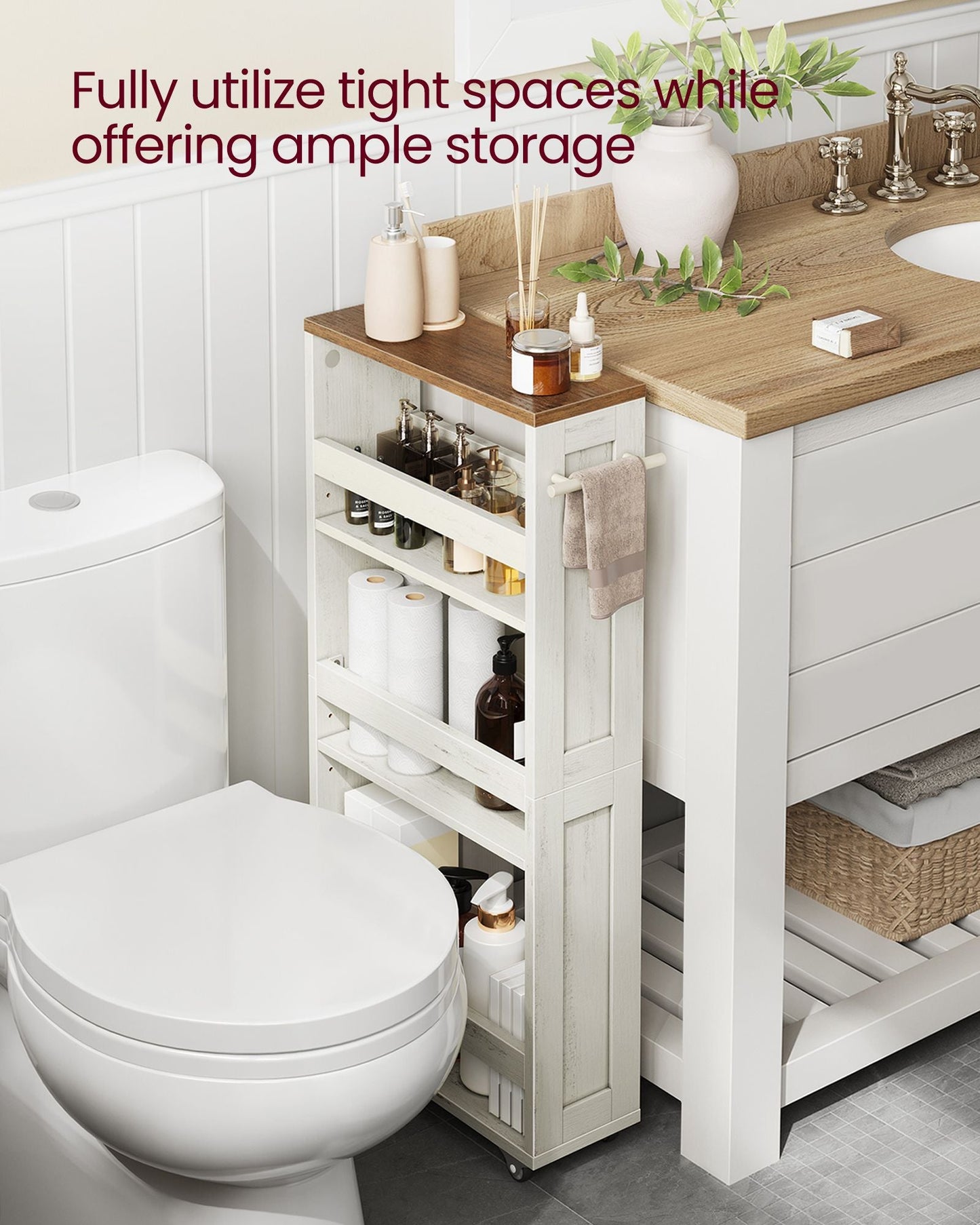 4-Tier Slide-Out Storage Cart, Slim Kitchen Cart for Small Spaces