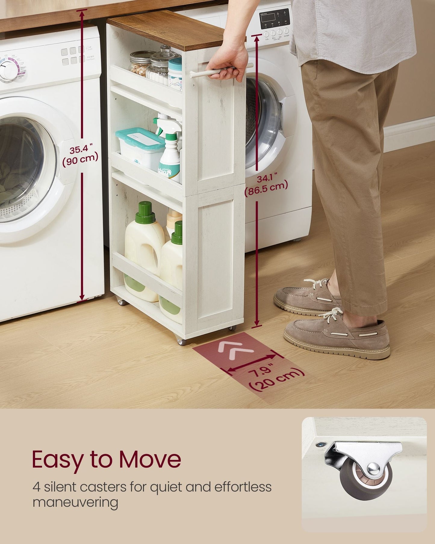 4-Tier Slide-Out Storage Cart, Slim Kitchen Cart for Small Spaces