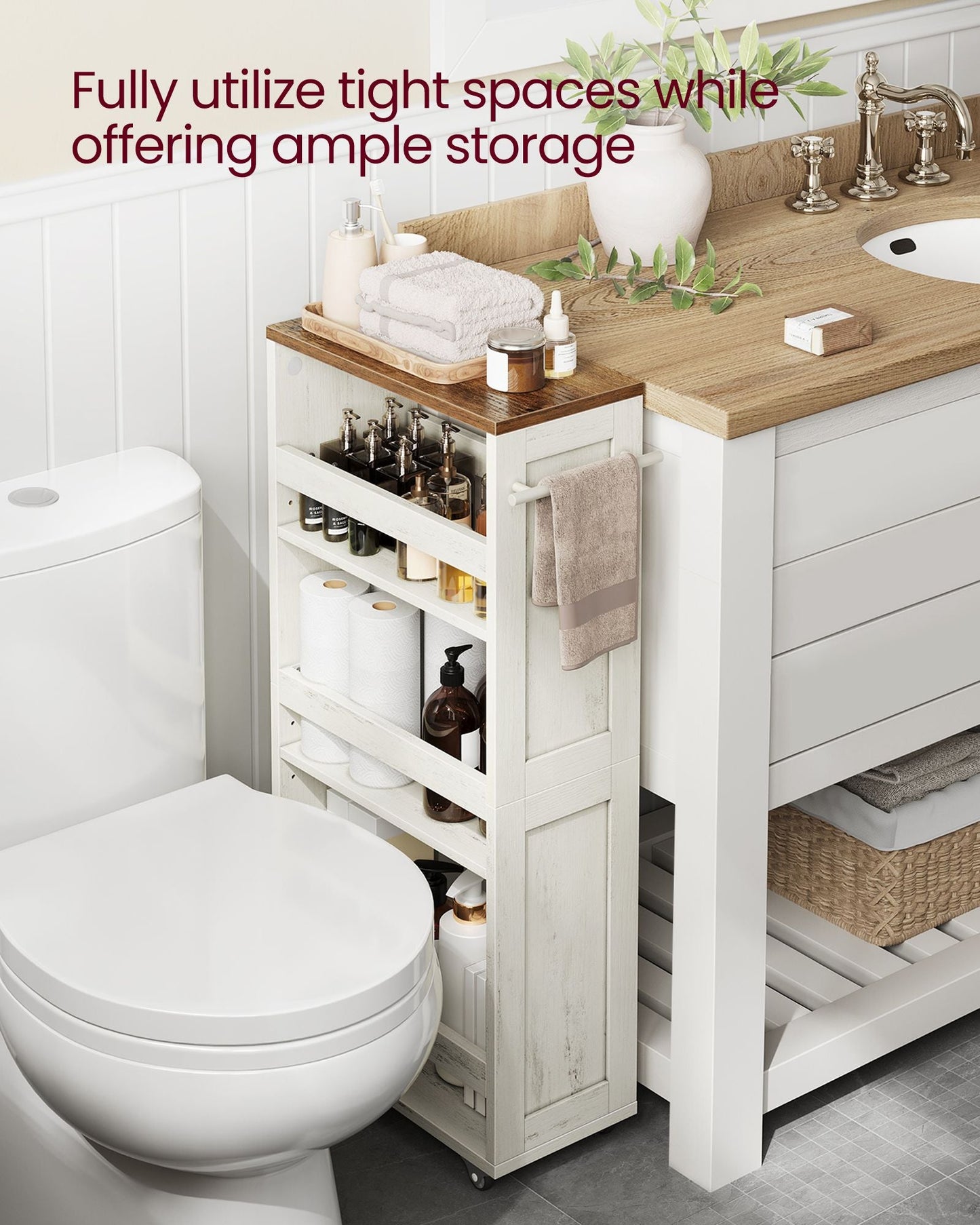 4-Tier Slide-Out Storage Cart, Slim Kitchen Cart for Small Spaces