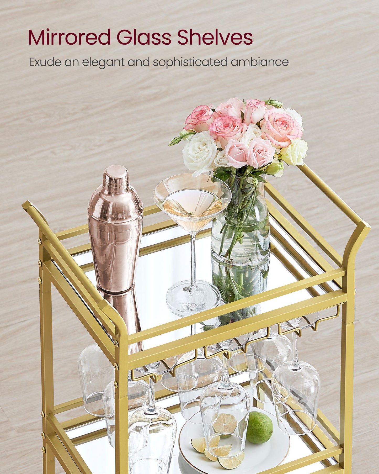 Small Bar Cart with 3-Tier Shelf