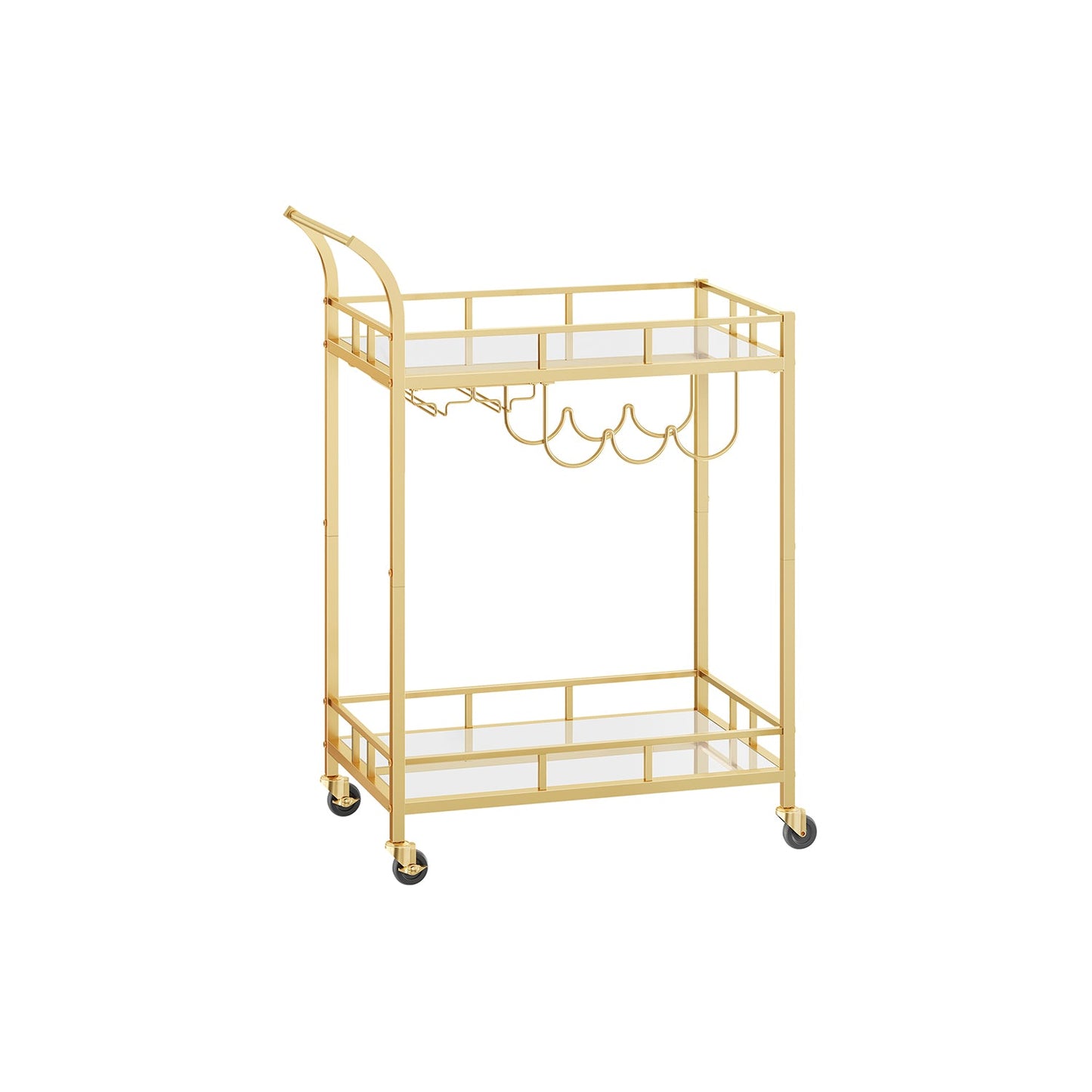 Home Bar Serving Cart with 2 Mirrored Shelves