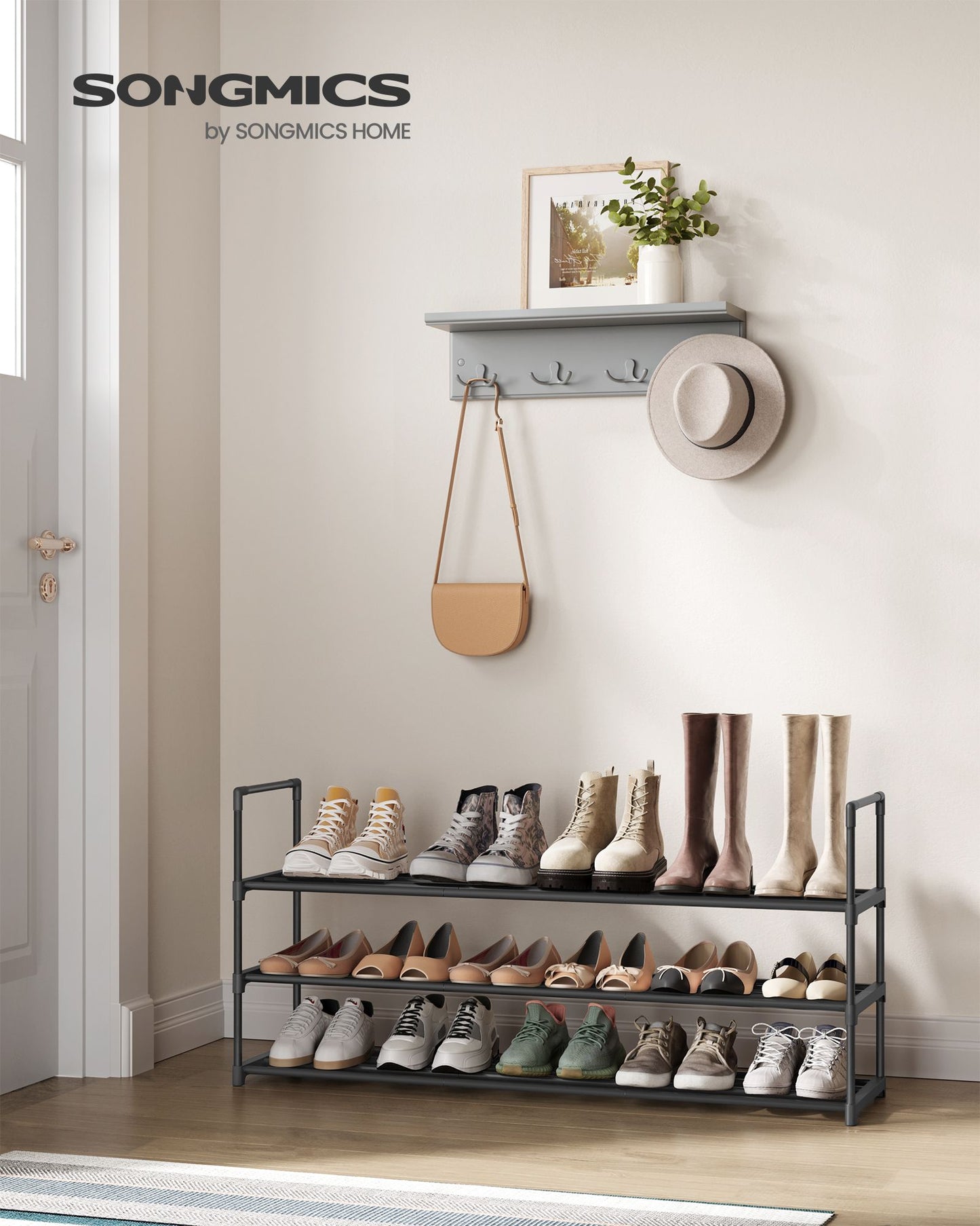 3 Tier Metal Shoe Rack for 18 Pairs of Shoes